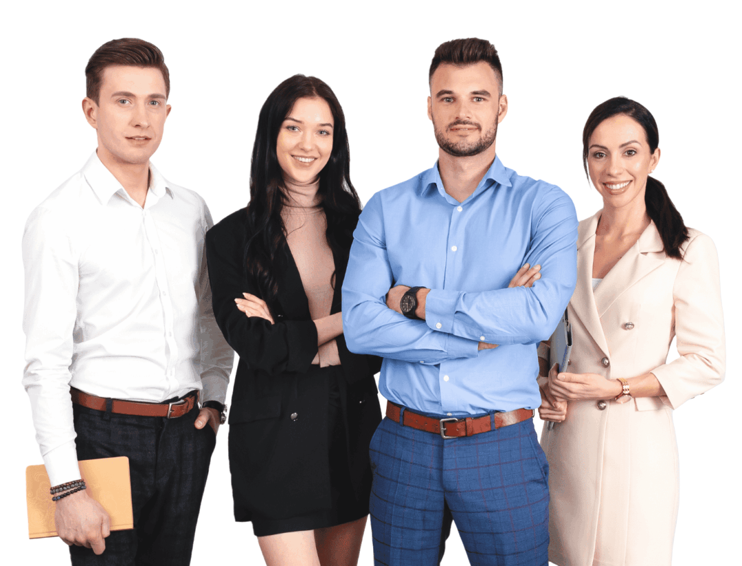 A group of smiling young professionals.